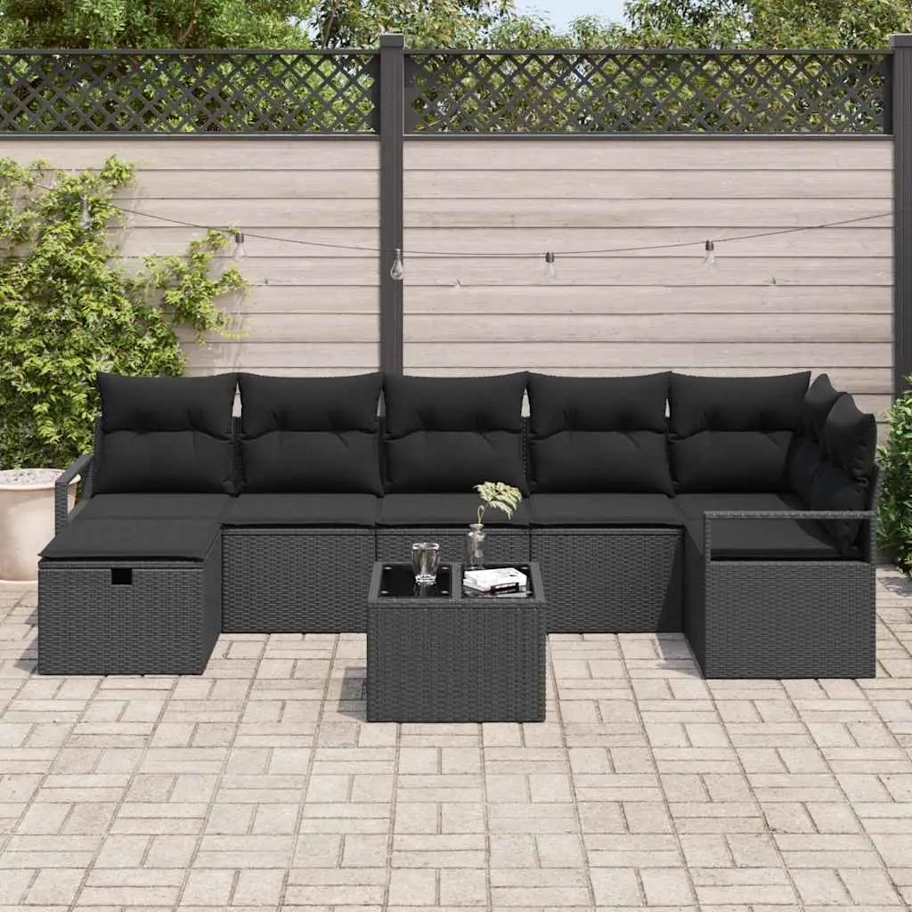 Outdoor Sofa Set 5 Piece Poly Rattan Garden Furniture Black Modular Lounge