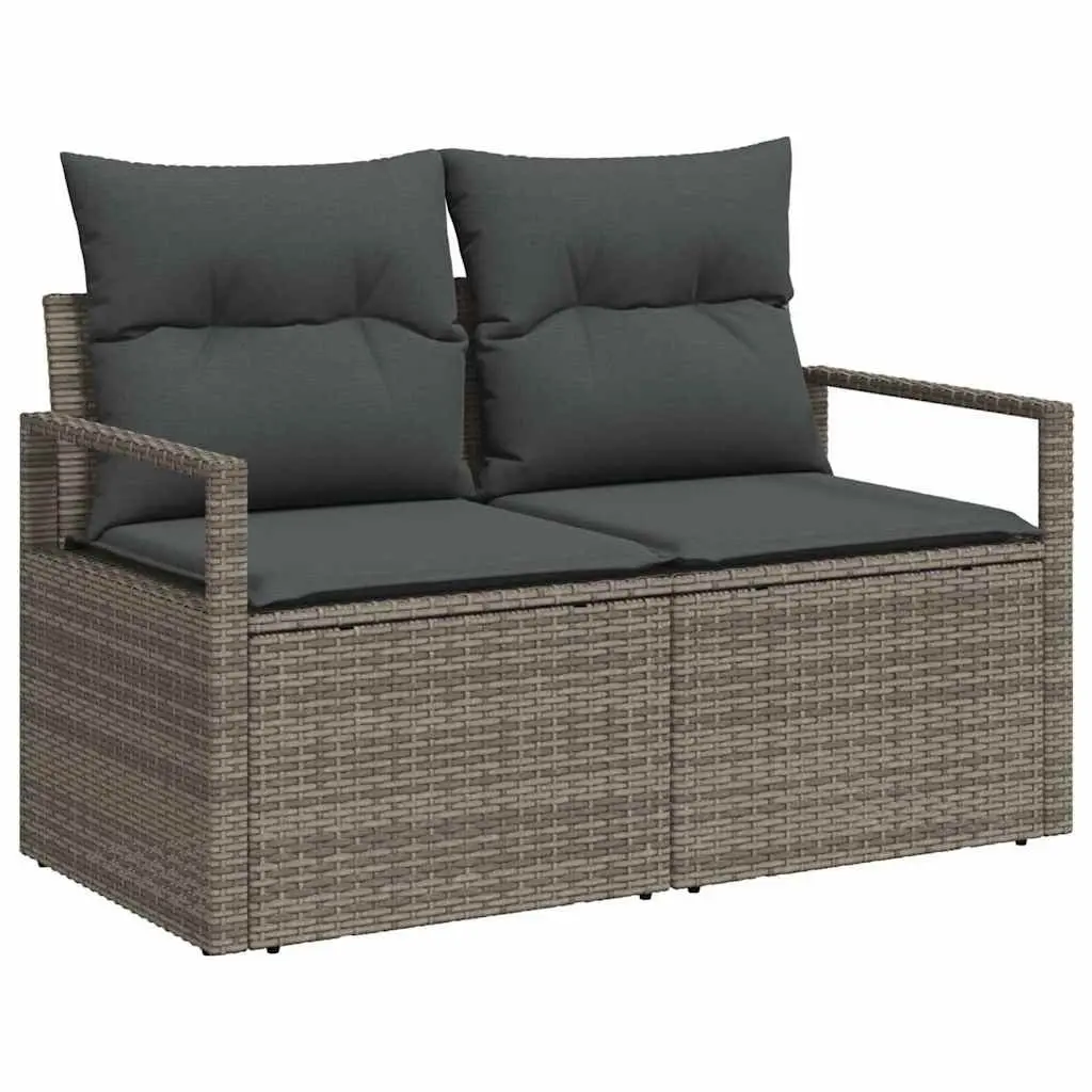 Outdoor Garden Sofa Set 5-Piece Grey Poly Rattan Patio Furniture Modular Lounge