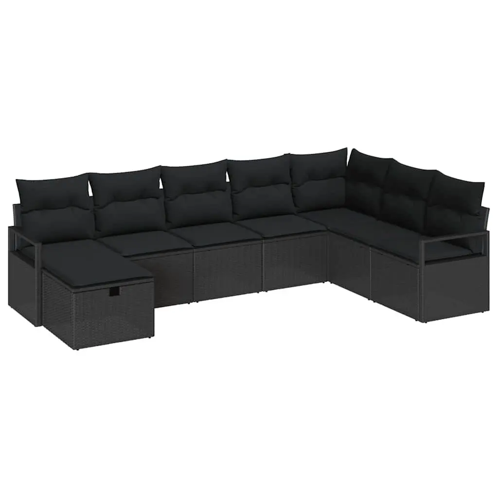 Outdoor Sofa Set Black 6 Pieces Modular Poly Rattan Weather Resistant Lightweight