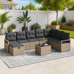 Concise 6-Piece Grey Garden Sofa Set