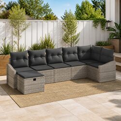 Concise 8 Piece Grey Modular Sofa Set for Outdoors