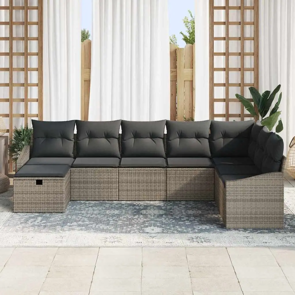 Outdoor Sofa Set Grey 9 Piece Modular Sectional Poly Rattan Garden Patio Seating
