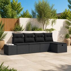 Compact and Sturdy Black Outdoor Sofa Set - 6 Piece