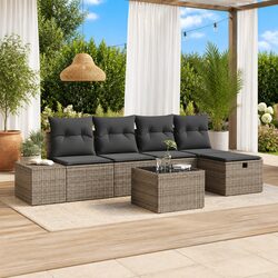 Outdoor Sofa Set 5 pcs Grey Poly Rattan Garden Patio Furniture Modular Seating