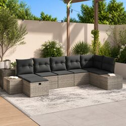 Compact 7-Piece Grey Outdoor Sofa Set