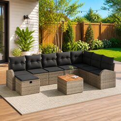 Compact 9-Piece Outdoor Sofa Set with Comfort