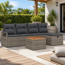 Concise 6-Piece Grey Outdoor Sofa Set for Relaxation