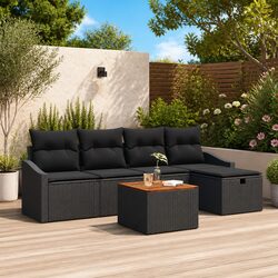 Concise 6-Piece Black Outdoor Sofa Set for Comfort