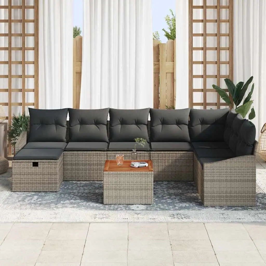 Outdoor Garden Sofa Set Grey 9 Piece Modular Poly Rattan Patio Furniture