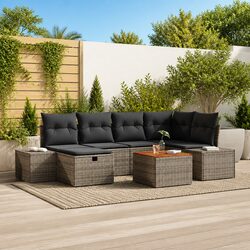 Concise 7-Piece Grey Outdoor Sofa Set Overview