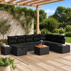 Compact 9-Piece Modular Sofa Set for Gardens and Patios