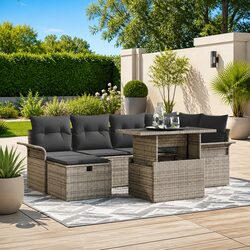 Concise 7-Piece Grey Garden Sofa Set for Outdoor Living