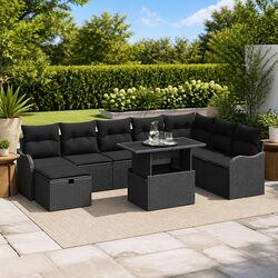 Compact 9-Piece Garden Sofa Set for Outdoor Use