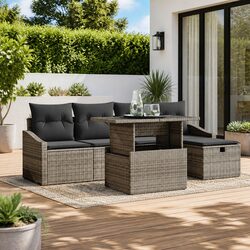 Compact 6-Piece Garden Sofa Set with Adjustable Table
