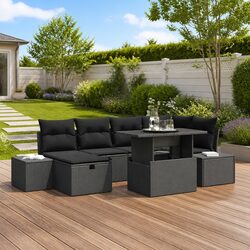 Compact 7 Piece Modular Garden Sofa Set, Height Adjustable