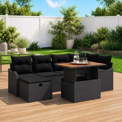 Black Poly Rattan Garden Sofa Set: 7-Piece Essentials
