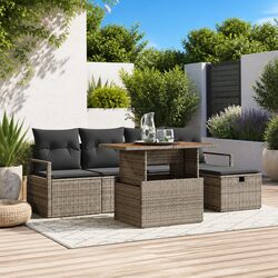 Stylish Grey Garden Sofa Set - 6-Piece Configuration