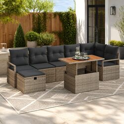 Chic 8-Piece Garden Sofa Set with Adjustable Features