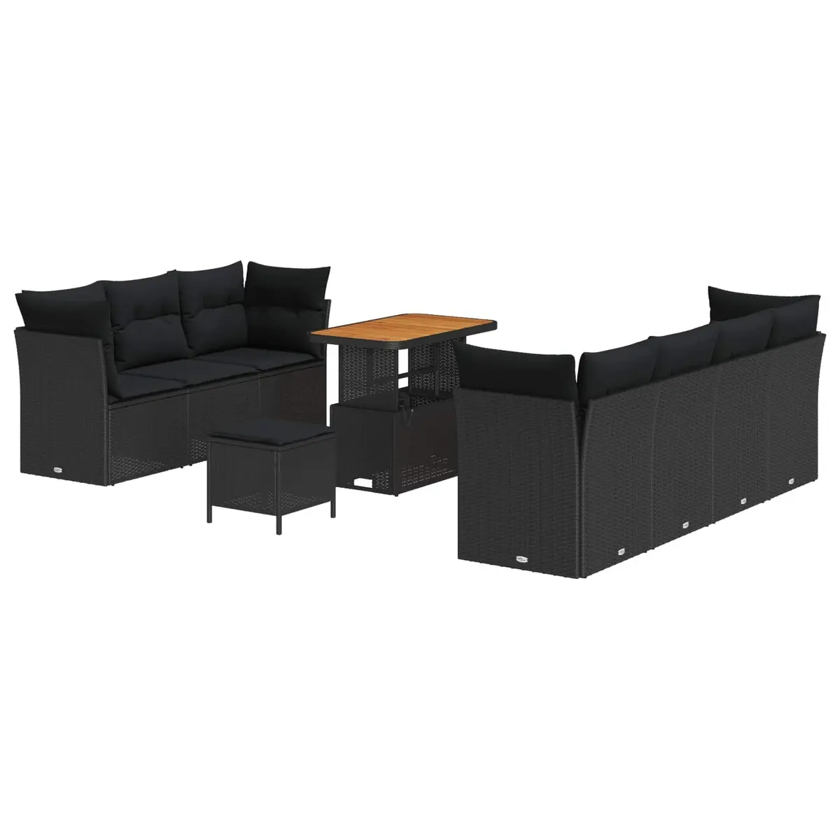 Garden Sofa Set 10 Pieces Black Poly Rattan Modular Outdoor Furniture Patio