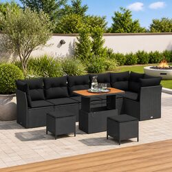 Concise 9 Piece Modular Garden Sofa Set for Outdoors