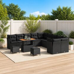 Compact and Elegant 13-Piece Black Sofa Set