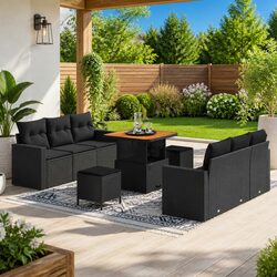 Concise Modular Garden Sofa Set with Height-Adjustable Table
