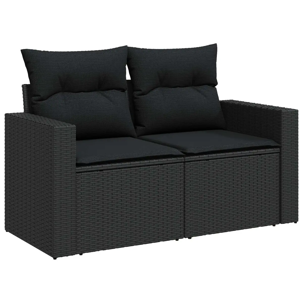 Garden Sofa Set 11 pcs Outdoor Furniture Black Poly Rattan Acacia Wood Modular