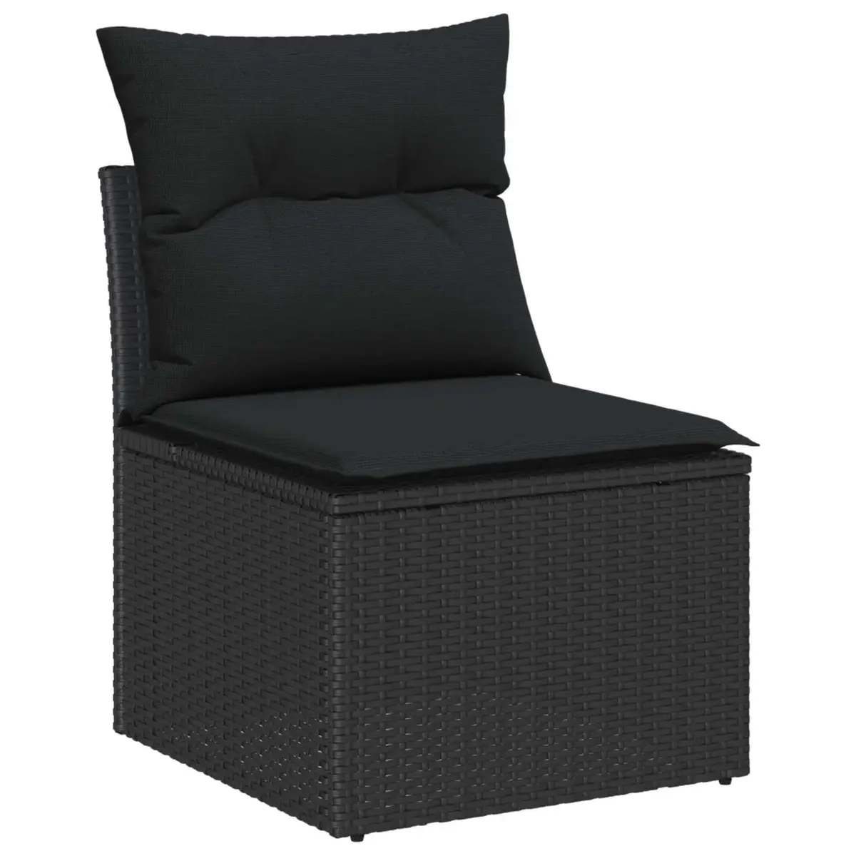 10 Piece Modular Garden Sofa Set Black Height-Adjustable Poly Rattan Outdoor Furniture