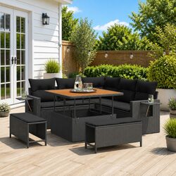 Your Go-To 8-Piece Garden Sofa Set in Black