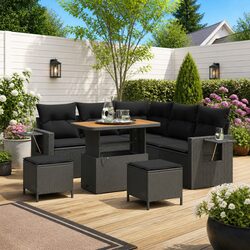 Compact Modular Sofa Set for Outdoor Spaces, 8-Piece Set