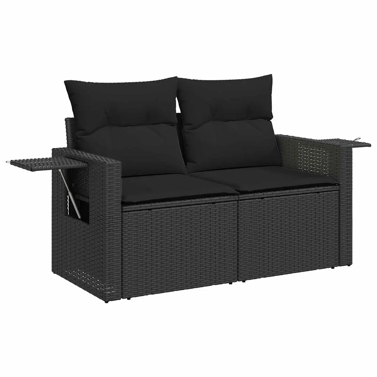 Garden Sofa Set Black 12 Pieces Height-Adjustable Poly Rattan Outdoor Furniture
