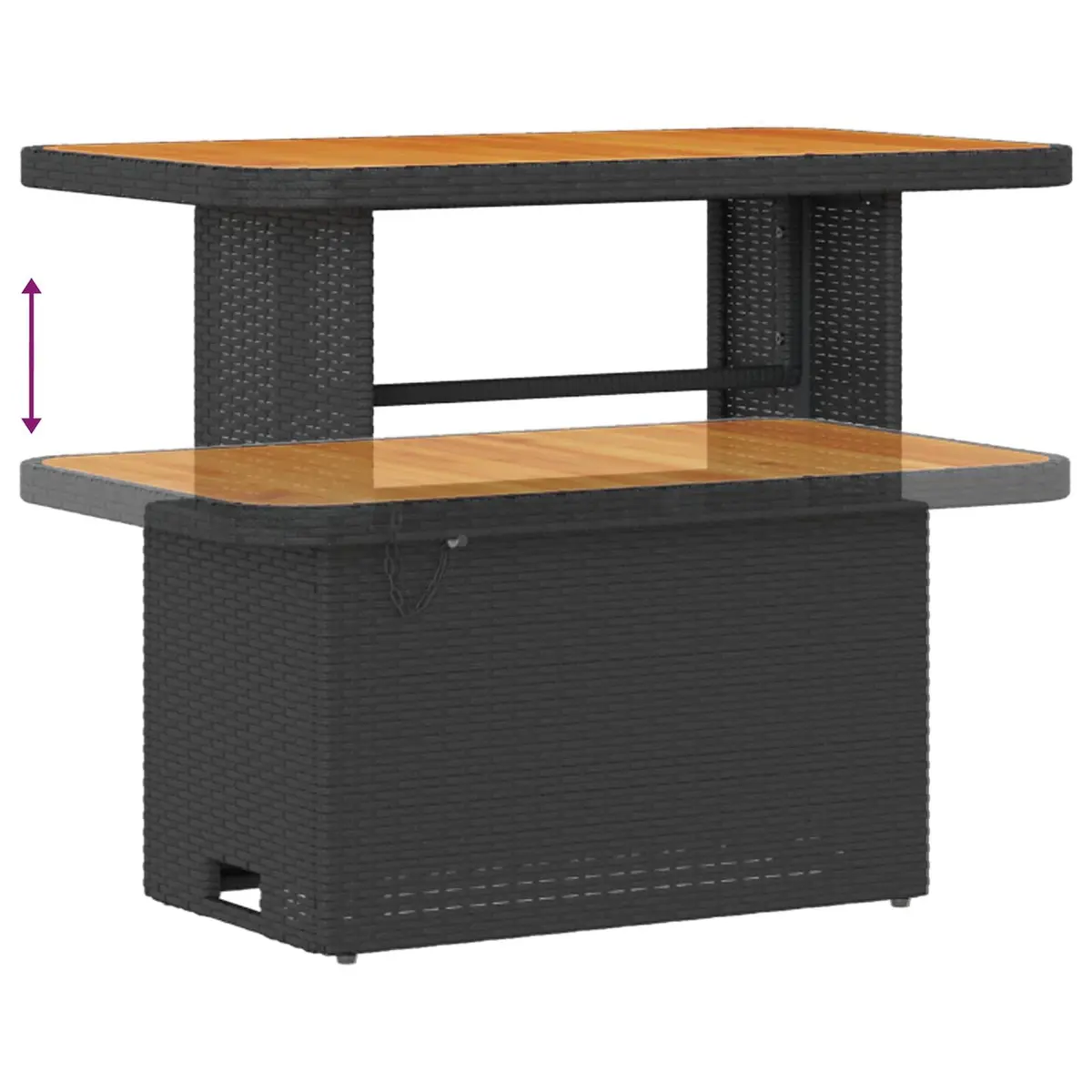 Modular Garden Sofa Set Black 11 Pieces Outdoor Furniture Poly Rattan Acacia Wood