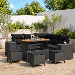 Concise 9-Piece Garden Sofa Set with Cushions