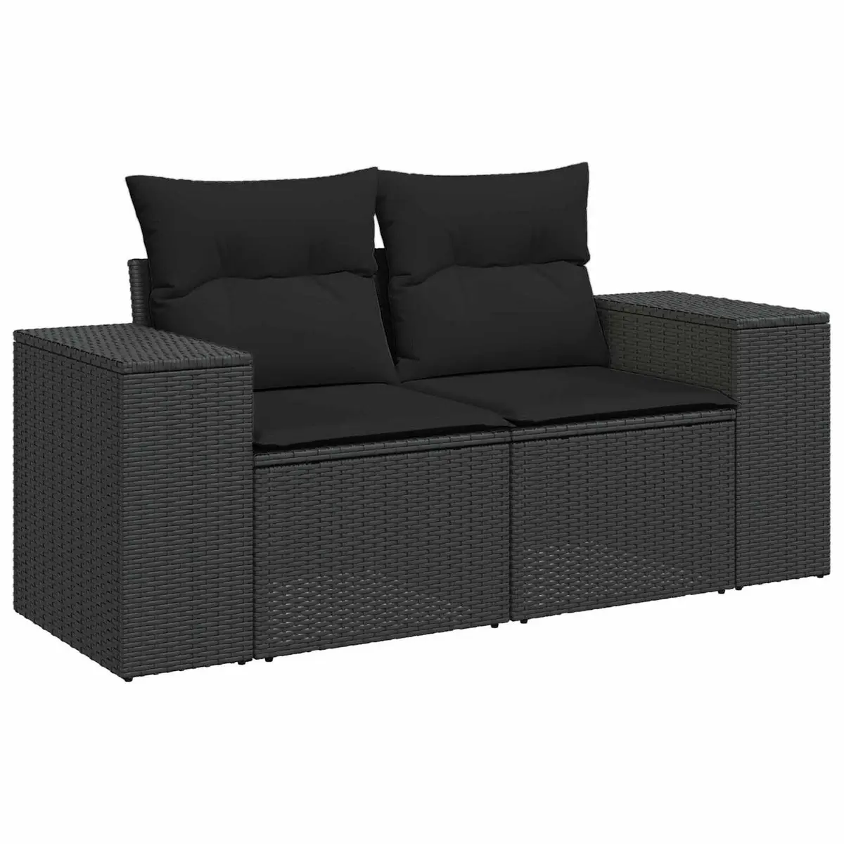 Outdoor Garden Sofa Set Modular Patio Furniture 10 Piece Black Poly Rattan
