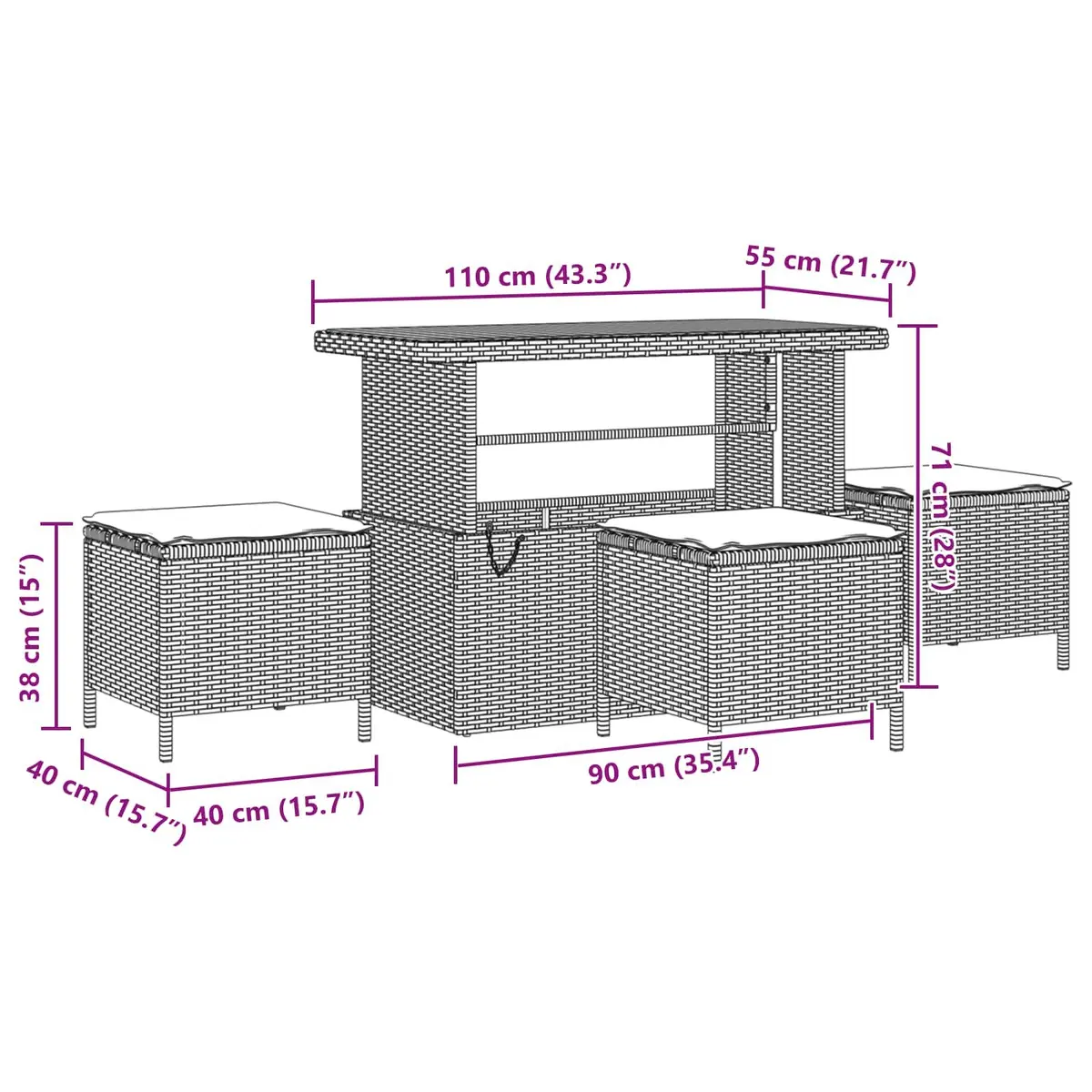 Outdoor Garden Sofa Set Modular Patio Furniture 10 Piece Black Poly Rattan