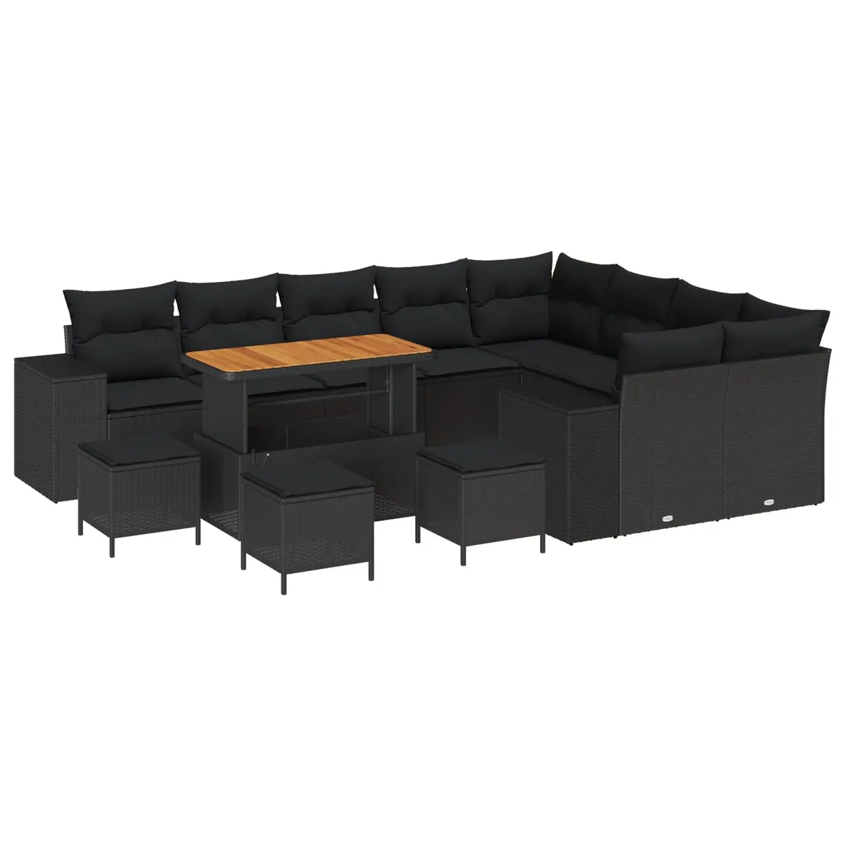Garden Sofa Set 13pcs Black Poly Rattan Modular Outdoor Furniture Lounge Dining