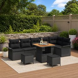 Compact 9-Piece Outdoor Garden Sofa Set