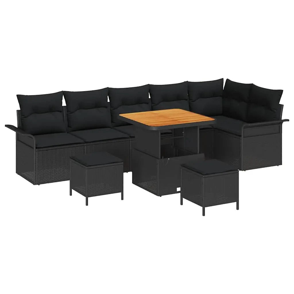 Outdoor Garden Sofa Set Black 9 Piece Modular Lounge Furniture