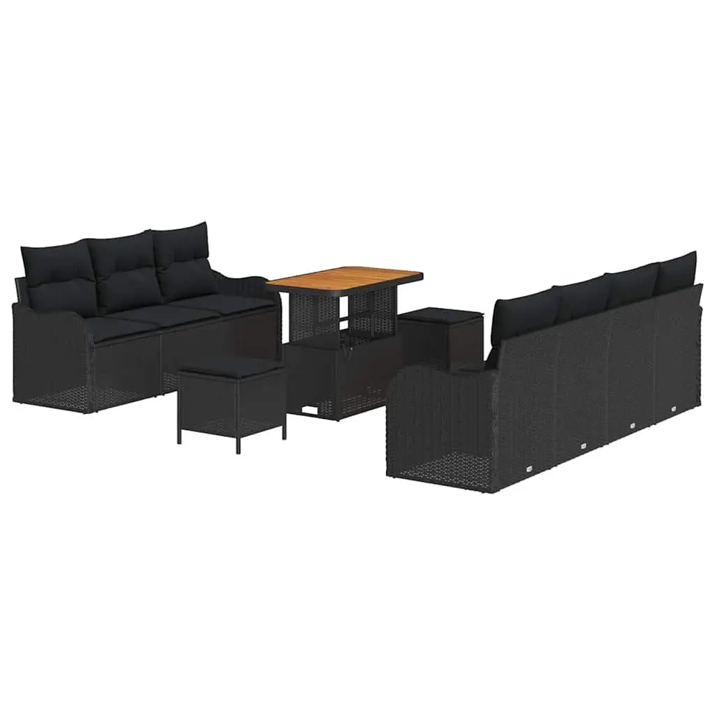 Modular Garden Sofa Set Black 10 Piece Weather-resistant Flexible Configuration