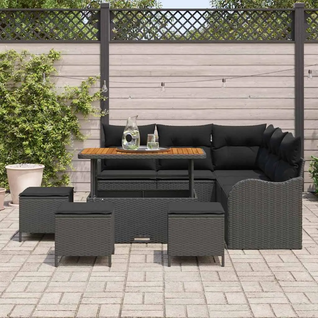 Outdoor Garden Sofa Set 9 Piece Modular Poly Rattan Patio Furniture with
