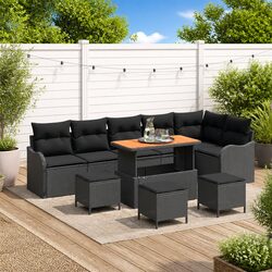 Elegant 10-Piece Black Modular Outdoor Sofa Set
