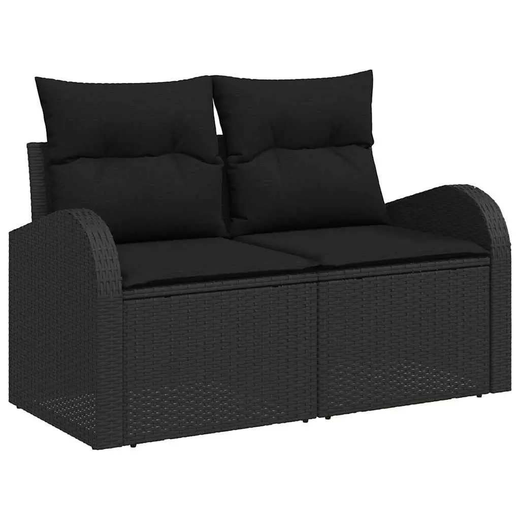 Garden Sofa Set 10 Piece Outdoor Furniture Black Poly Rattan Modular Patio