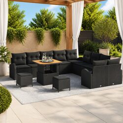 Garden Sofa Set 13 pcs Outdoor Furniture Black Poly Rattan Modular Patio Lounge