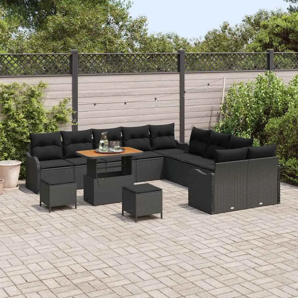 Garden Sofa Set 13 Piece Outdoor Furniture Poly Rattan Black Patio Lounge