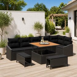 Garden Sofa Set 9 pcs Outdoor Furniture Poly Rattan Modular Patio Lounge with