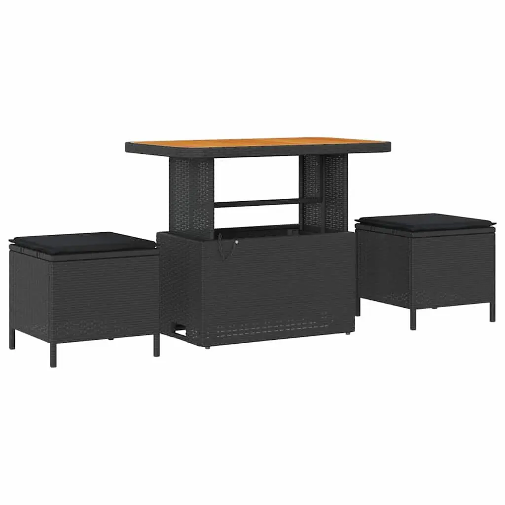 Modular Garden Sofa Set Black 10 Piece with Cushions Adjustable Table Poly Rattan