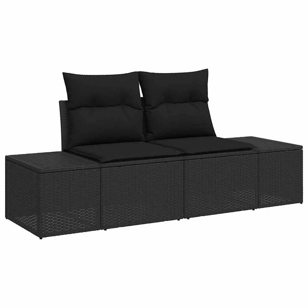 Garden Sofa Set 10 Pieces Black Poly Rattan Outdoor Furniture Lounge Seating