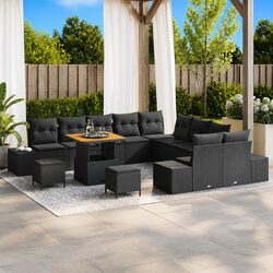 Concise 13-Piece Black Outdoor Sofa Set for Gardens