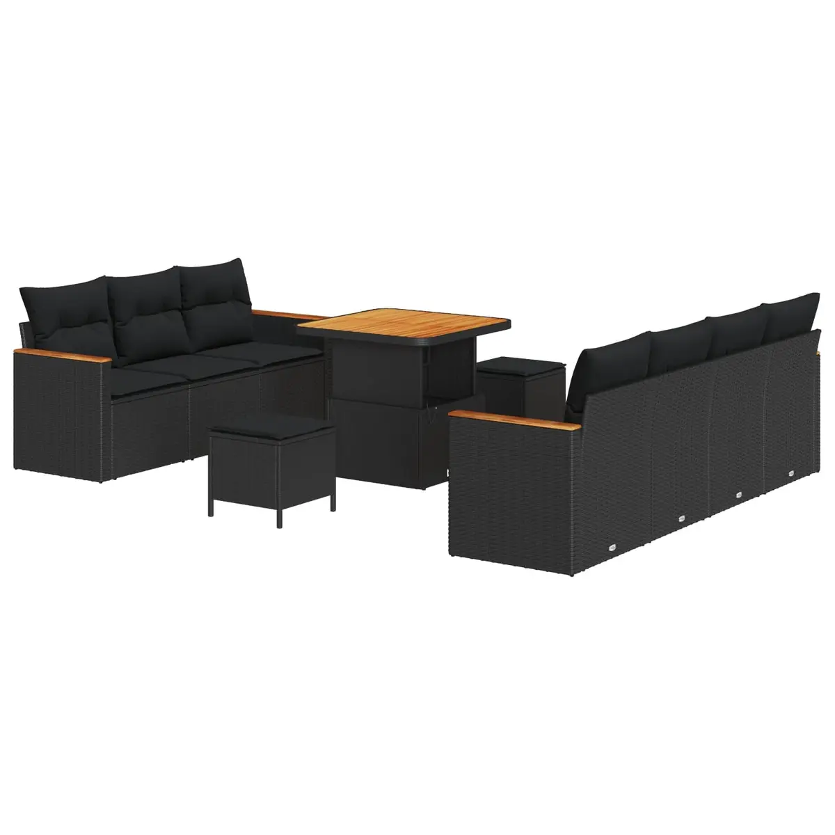 Garden Sofa Set 10 Piece Outdoor Lounge Black Rattan Modular Patio Furniture