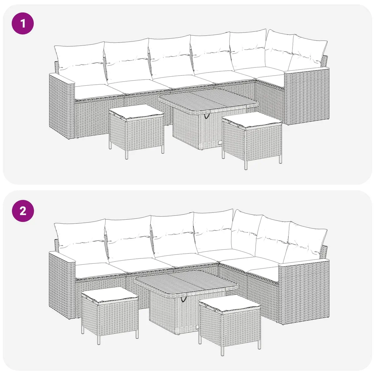 Garden Sofa Set Black 9 Piece Outdoor Furniture Patio Rattan Sectional Lounge